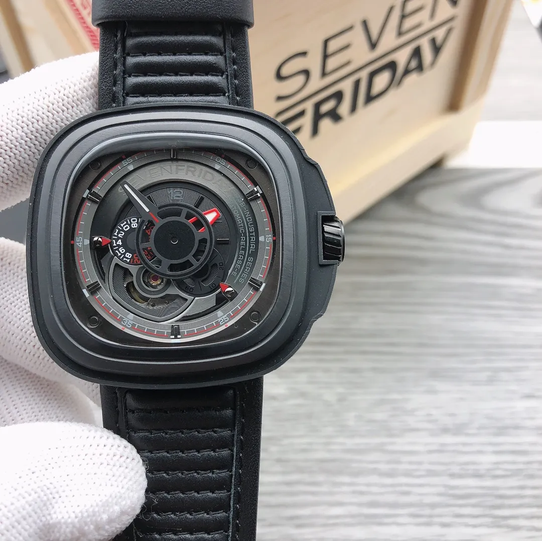 【Authentic Tmall】💰1640!  SevenFriday 🎮 Model: SF-P6B/01 Size: 47*13mm Movement: Original Japanese Citizen movement, sapphire glass, first-layer cowhide; pin buckle [naughty] real photos of the details of our own products, 🎮Full of fun pointer design, but not ugly at all. It also has a 24-hour display, clear and clear ~ recommended! Complete set brand new